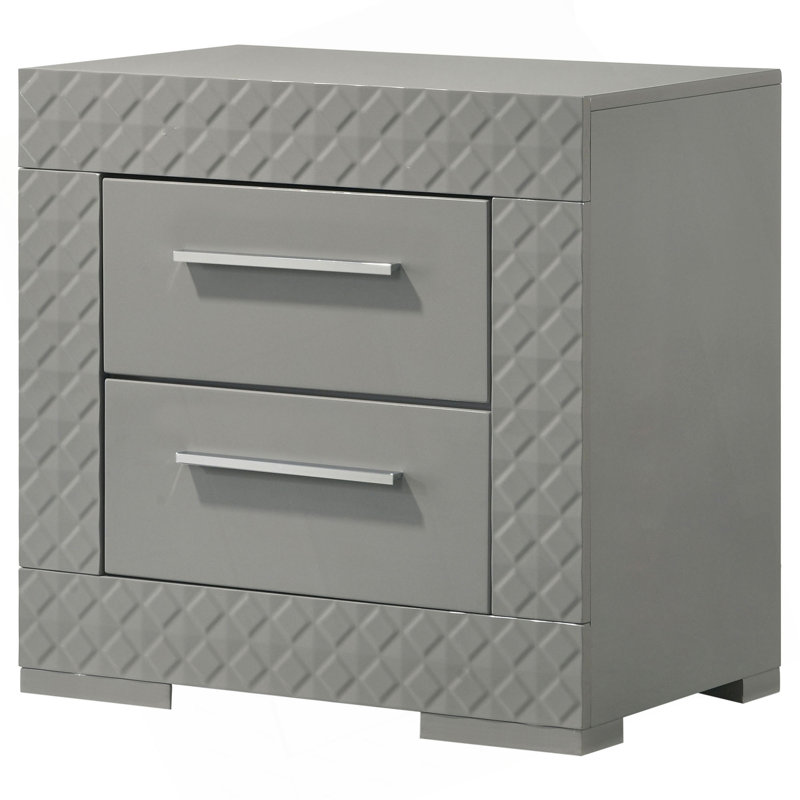Table de chevet 2 tiroirs Pierce Grey, Gris