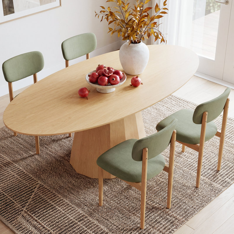 Philomena 4 - Person Solid Wood Oval Dining Table Sets, Green