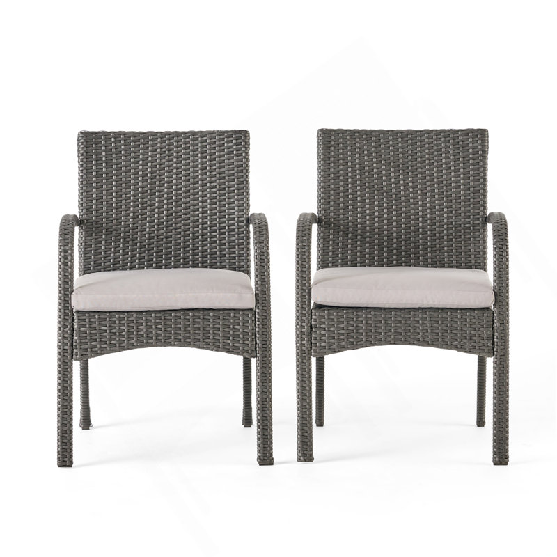 Cordoba Kd Pe Wicker Dining Chair Set Of 2 Pcs, Gray