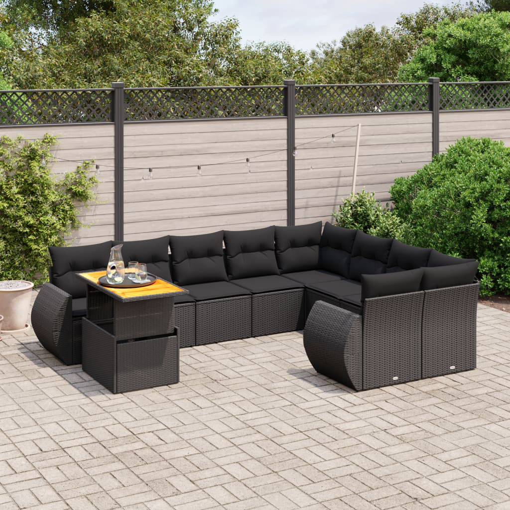 Vidaxl 10-Tlg. Garten-Sofagarnitur Mit Kissen Poly Rattan