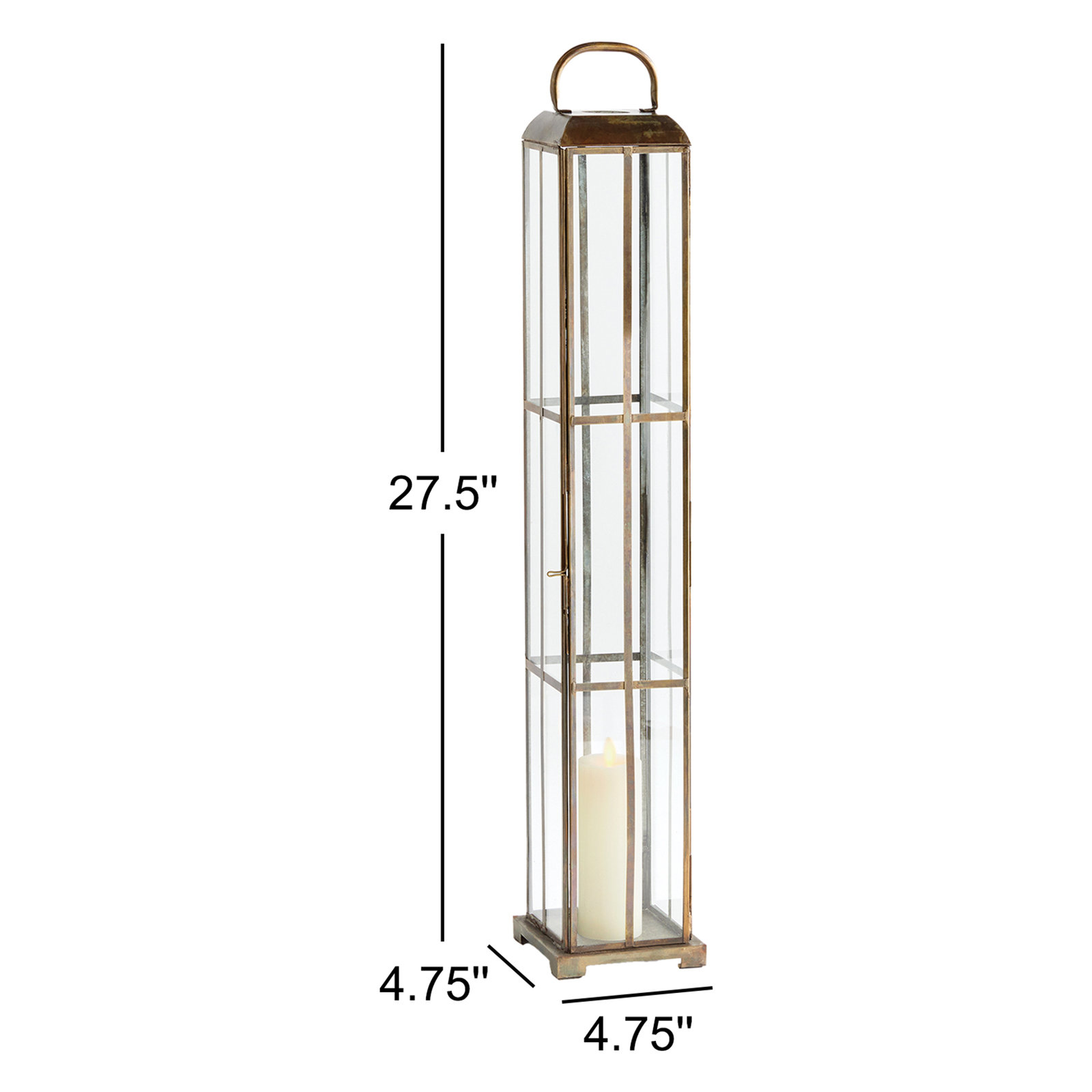 Castanon Iron Floor Lantern, 27.5" H x 4.75" W x 4.75" D