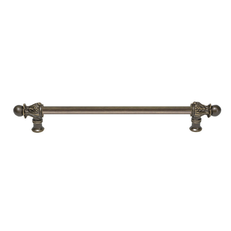 Acanthus 22 inches c.c. with 1/2 round smooth bar long pull Romanesque style in Oil Rub Bronze, 12", Antique Brass