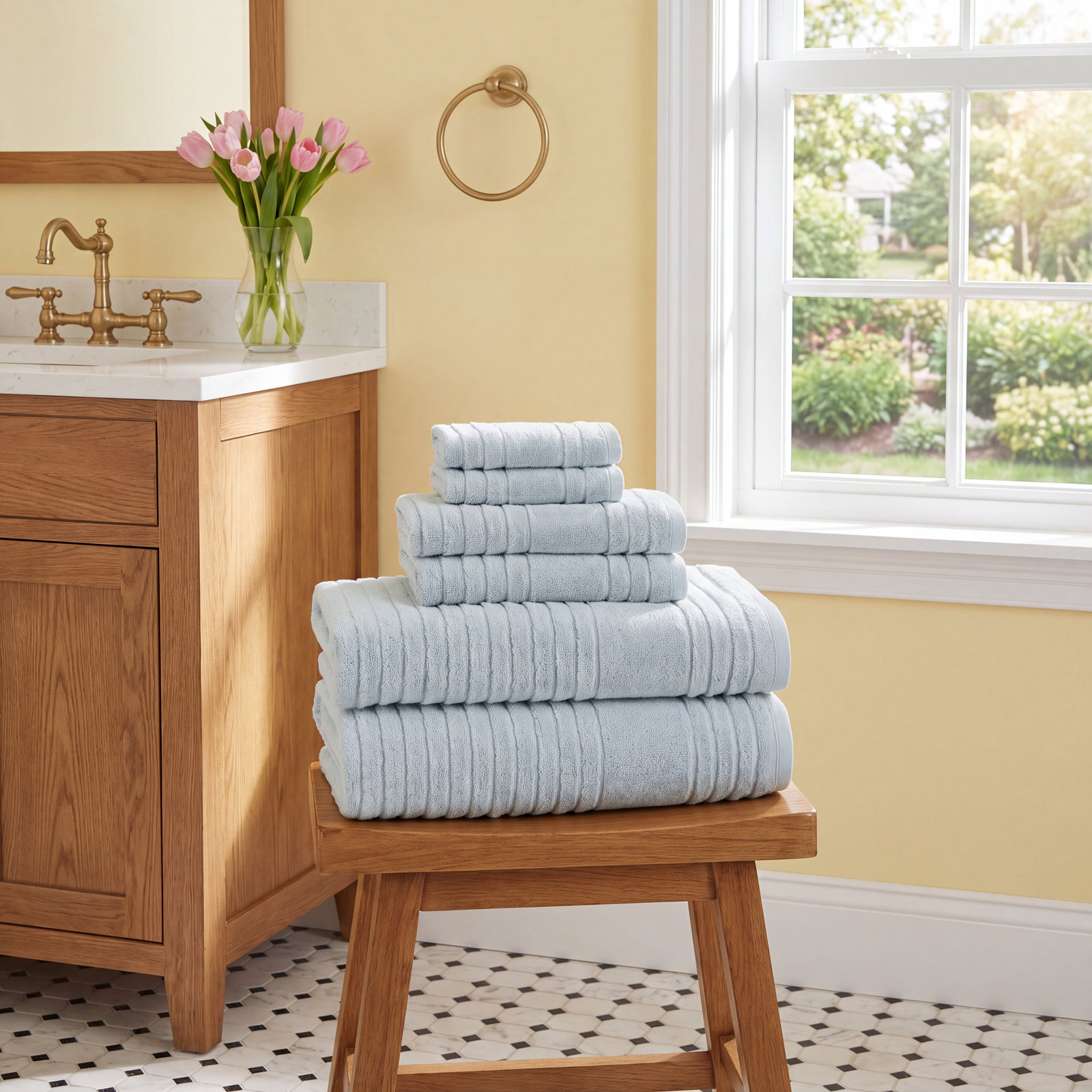 Depew 6-Piece Turkish Cotton Towel Set, Cielo