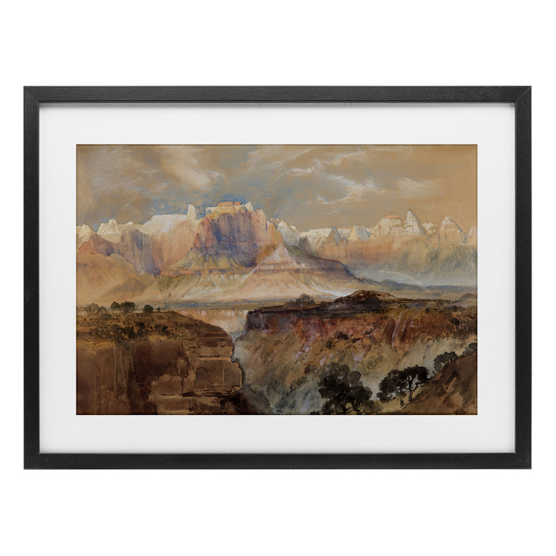 «Vast and Distant Canyon», reproduction sous verre encadrée, design par Corinne Haig, 17" H x 23" W, Cadre noir minuit
