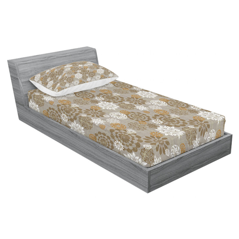 Microfiber Floral Sheet Set, Twin Sheet Set + Fitted Sheet + 1 Pillowcase