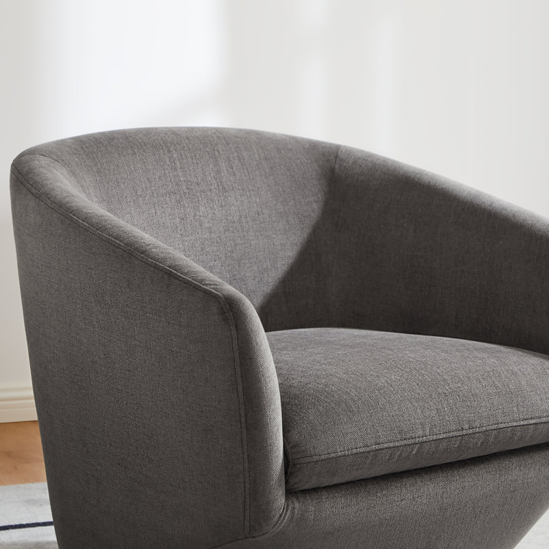 Elexi Upholstered Swivel Barrel Chair, Dark Grey