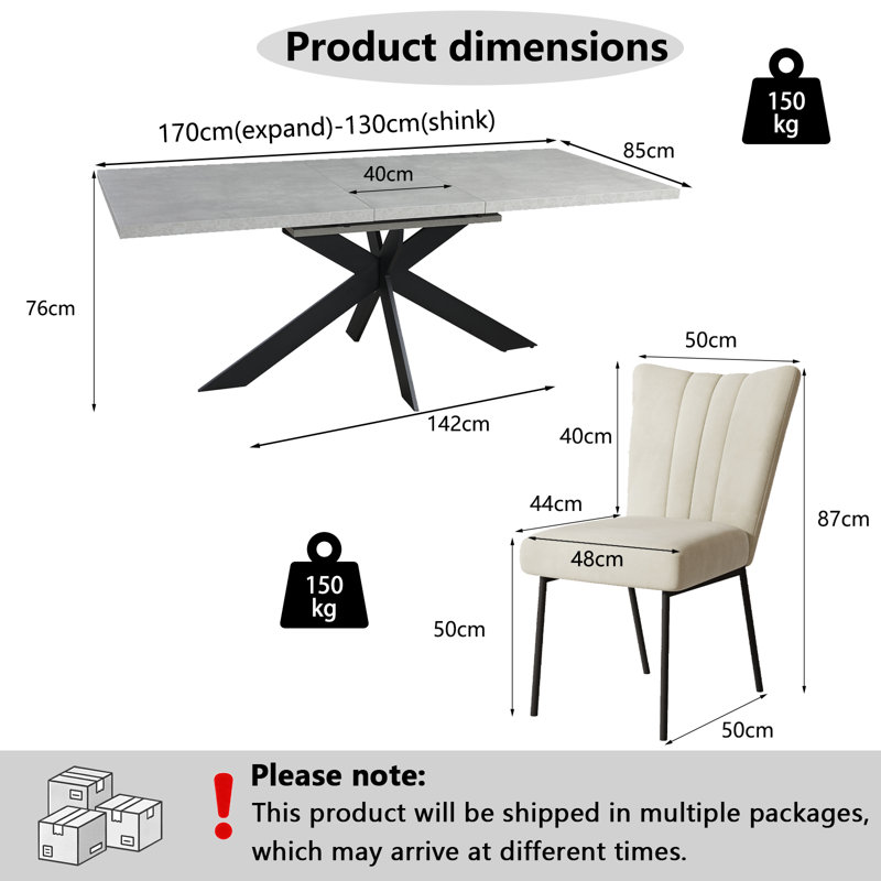 6 -Person Extendable Dining Set, Beige
