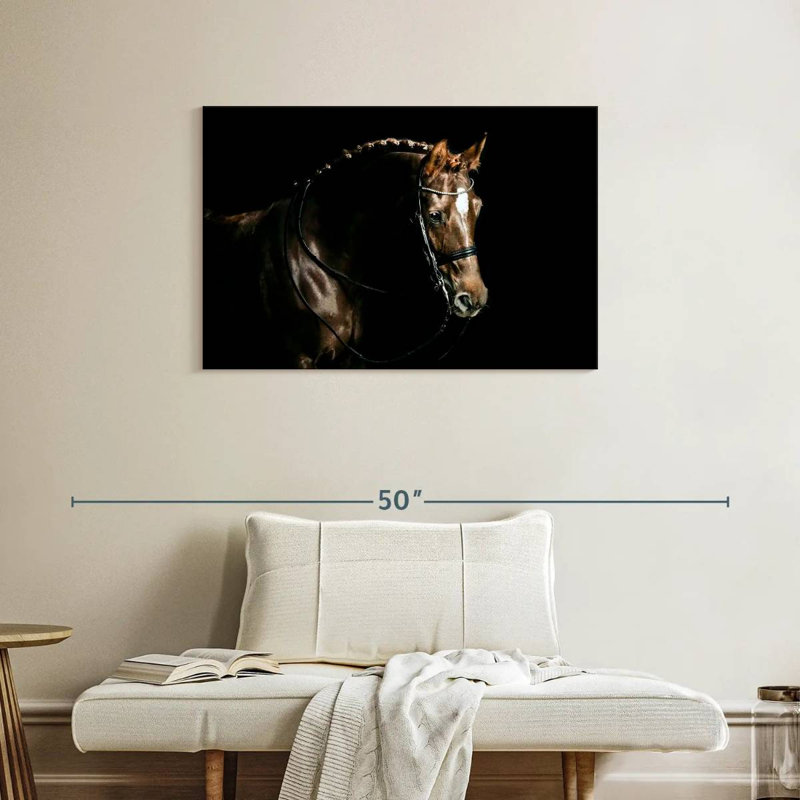 Cheval châtaignier damé, H 24 po x l 36 po