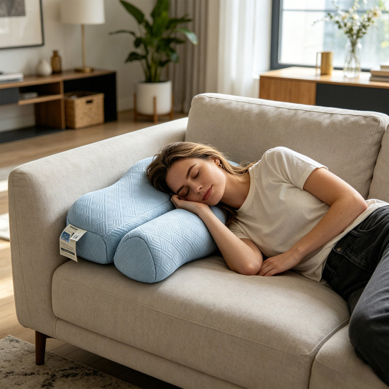 Coussin en soie Spring-Summer Cool-Front, Light Blue