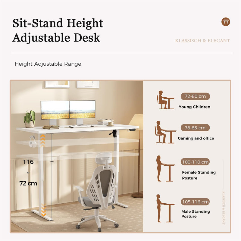 MDF Steel Computer Desk, White