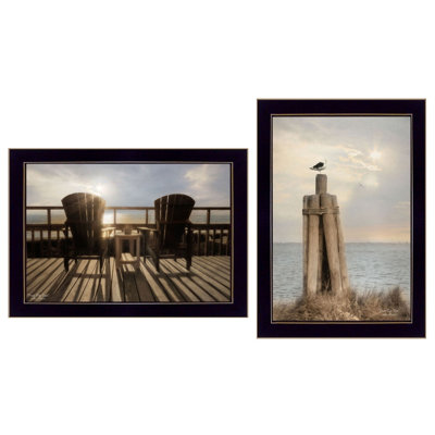 "By The Sea", ensemble de 2 décorations murales encadrées pour salon, maison par Lori Deiter