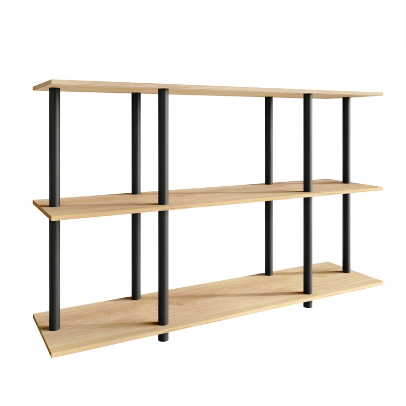 Easy Twist Assembly 3-Tier Wide Display Shelf In Light Oak, Light Oak