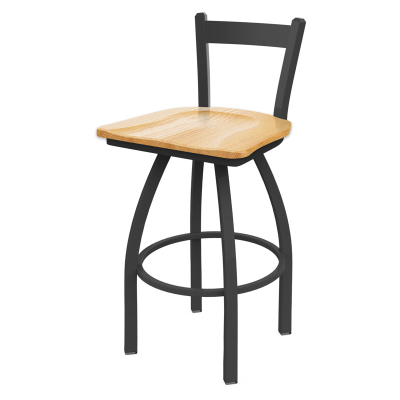 821 Catalina Low Back Swivel Counter Stool, Bar Stool ( 30" Seat Height), Anodized Nickel, Wood-Natural Maple