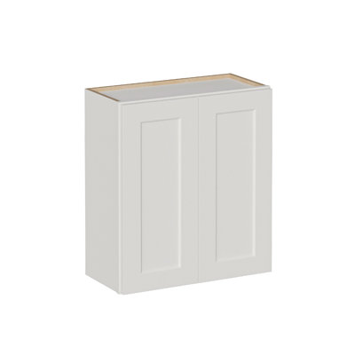Laundry Room Cabinets Wall Mounted with Doors & Shelves, Solid Wood RTA Medicine Storage Cabinet, 27"Wx30"Hx12"D Inch White Shaker Hanging Cupboard, Space-Saving for Kitchen, Bathroom, Garage