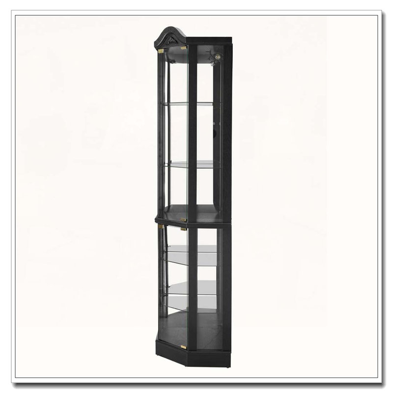 Vitrine lumineuse en verre, Noir, H 72 po x l 17 po x P 17 po