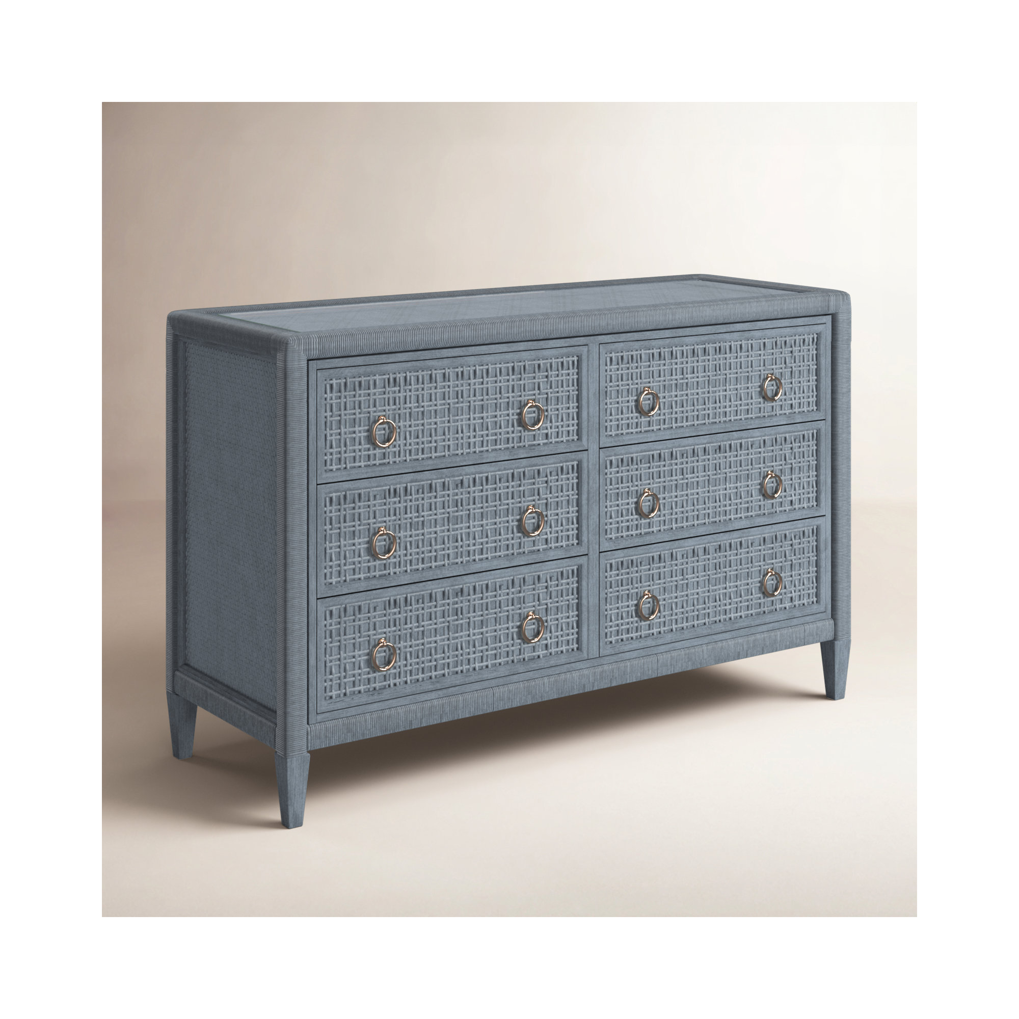 Monterey 6 Drawer 54'' W Dresser, Yes, Satin Nickel, Sea Glass