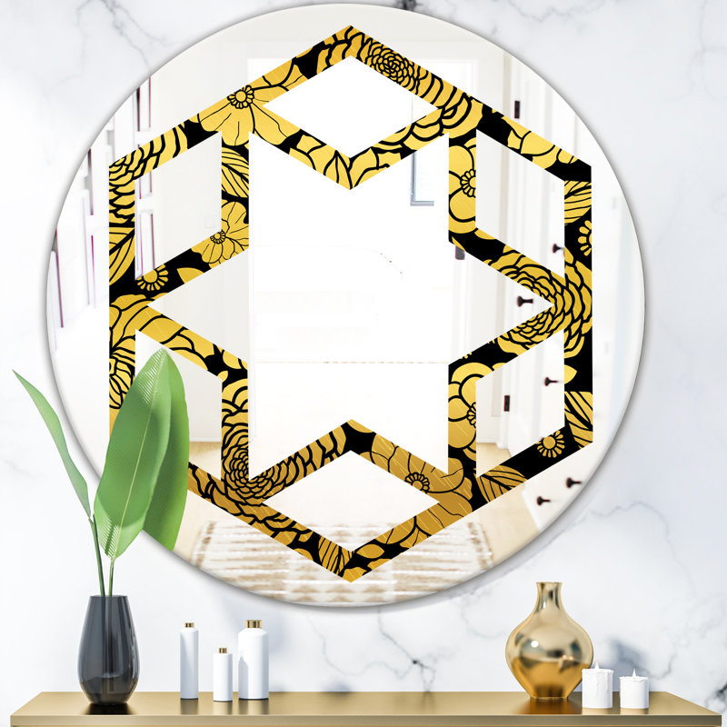 Miroir mural Hexagon Star Floral II, H 31,5 po x l po