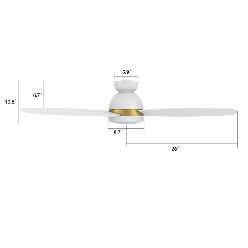 Smart Flush Mount Ceiling Fan with Light, Remote Control, DC Motor, 48", White