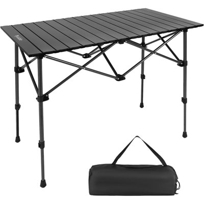 Camping Table Folding Portable Camp Aluminum Fold Up Lightweight Roll Up Table Adjustable Height With Carry Bag Indoor Outdoor For Camping, Picnic, Backyard, BBQ, Patio