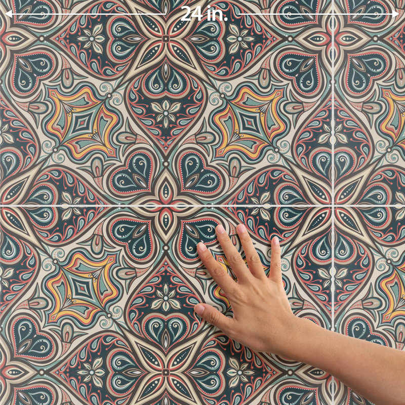 Imagine Tapestry Mandala 19.4" x 19.4" Porcelain Moroccan Wall & Floor Tile