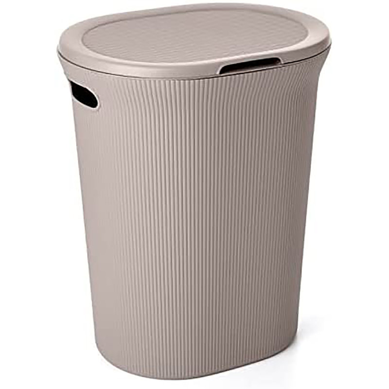 Plastic Laundry Hamper with Handles, Beige