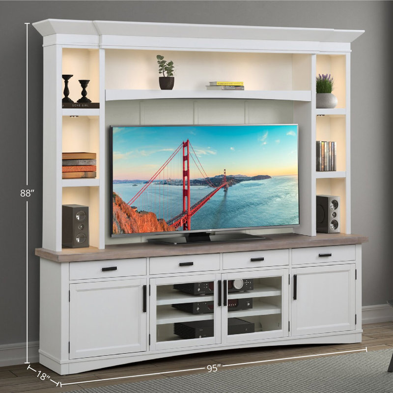 Solid Wood Entertainment Center for TVs up to 70", White