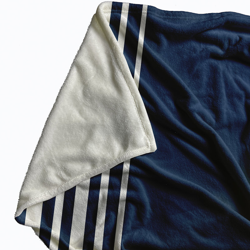 Jeté en molleton Stripe A Balance, L 60 po x L 80 po, 1.95, Marine