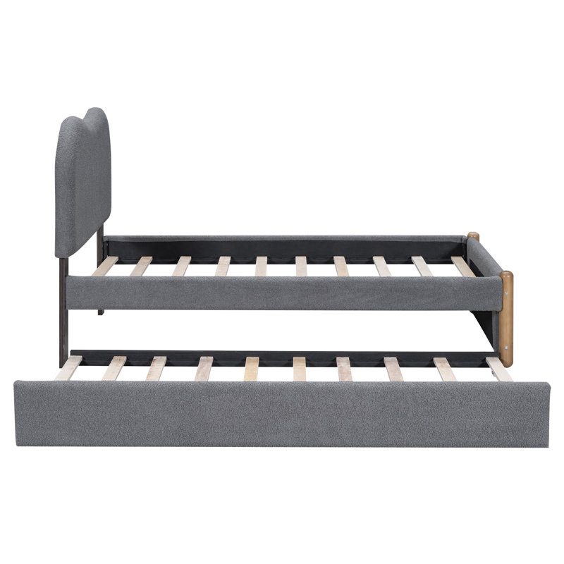 Lit plateforme gris avec lit gigogne, Lit simple, Gris