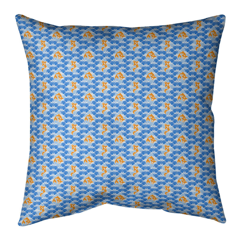 Housse de coussin en polyester Katelyn Elizabeth, 14 po x 14 po, Pas de bourre, Bleu