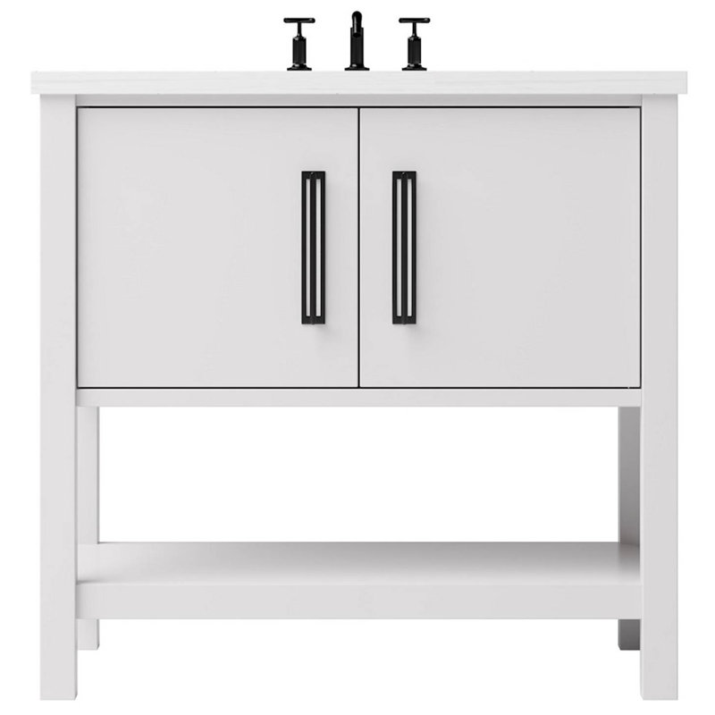 Kiawah Single Bath Vanity, Strong White, Matte Black, 42"