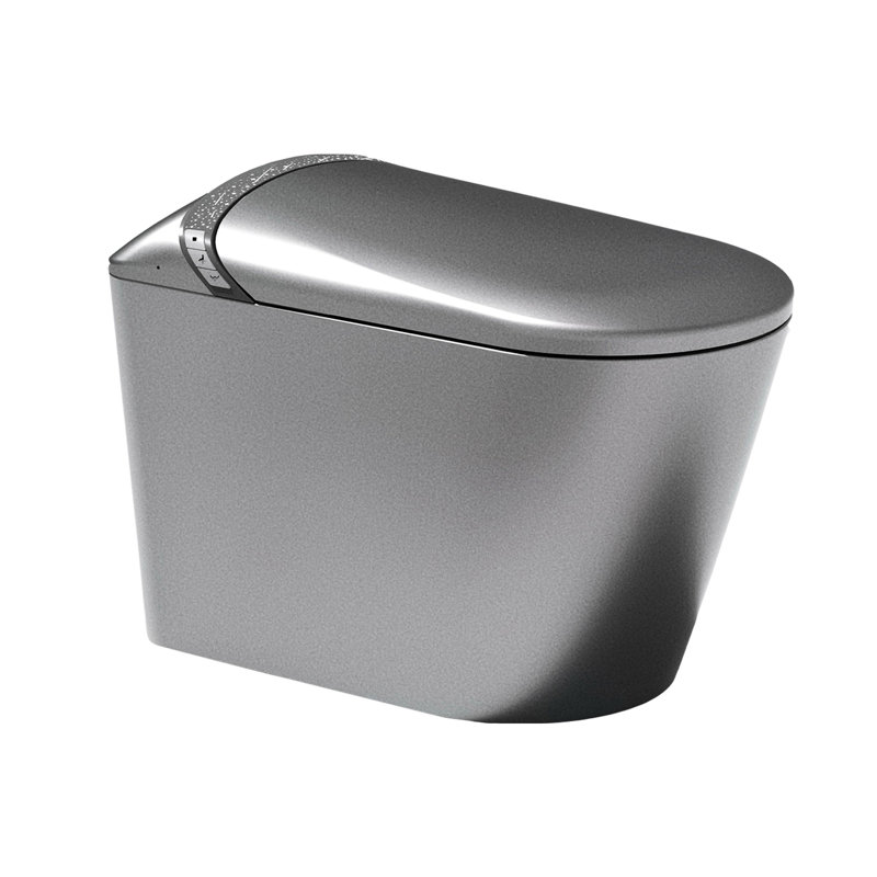 Smart Toilet With Starry Night And Bidet, Modern Bathroom Design, Auto Seat Open/Close, Foot Sensor For Flushing, Led Display, Warm Air Drying, Matte Grey - Remote Operation Controlled Features