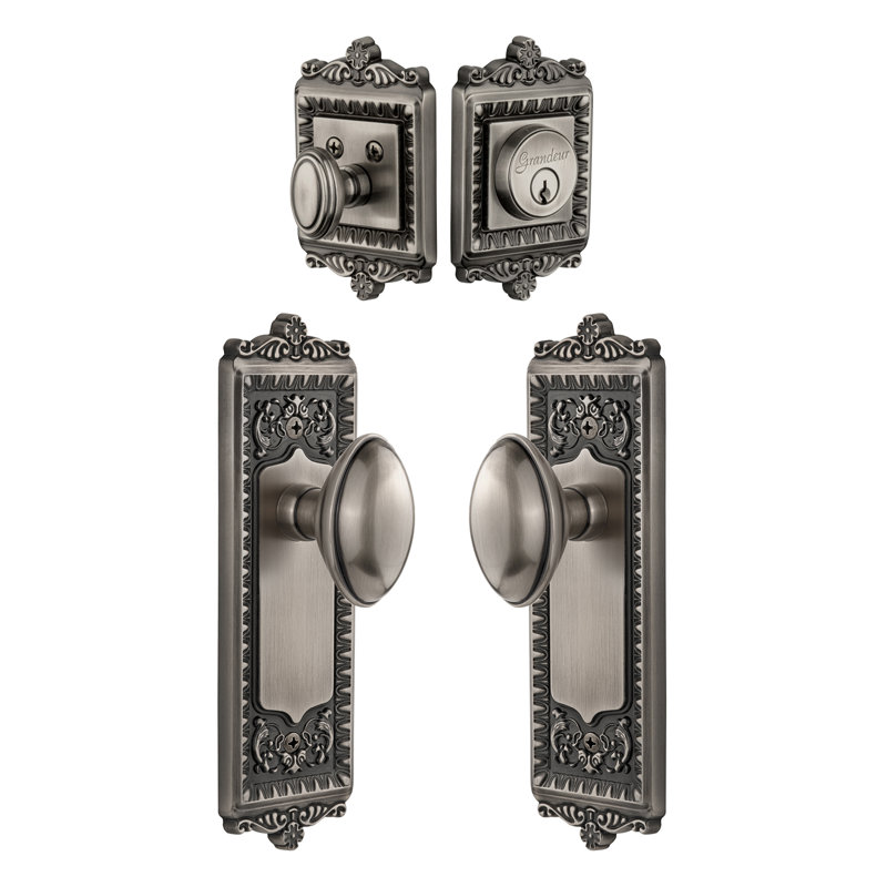 Windsor Knobs with Deadbolt, Antique Pewter