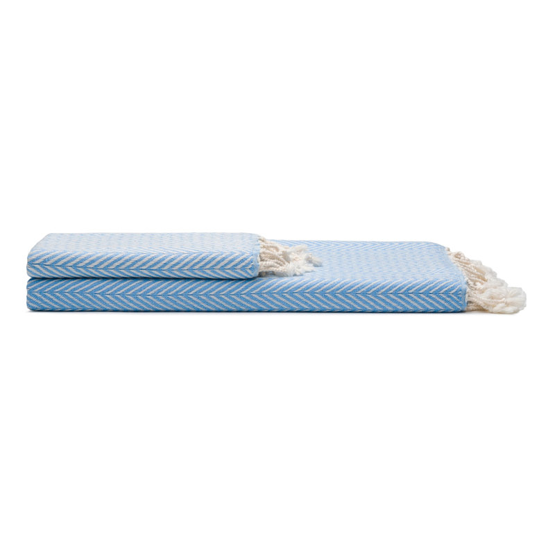 Essuie-mains en coton turc à chevrons, Bleu