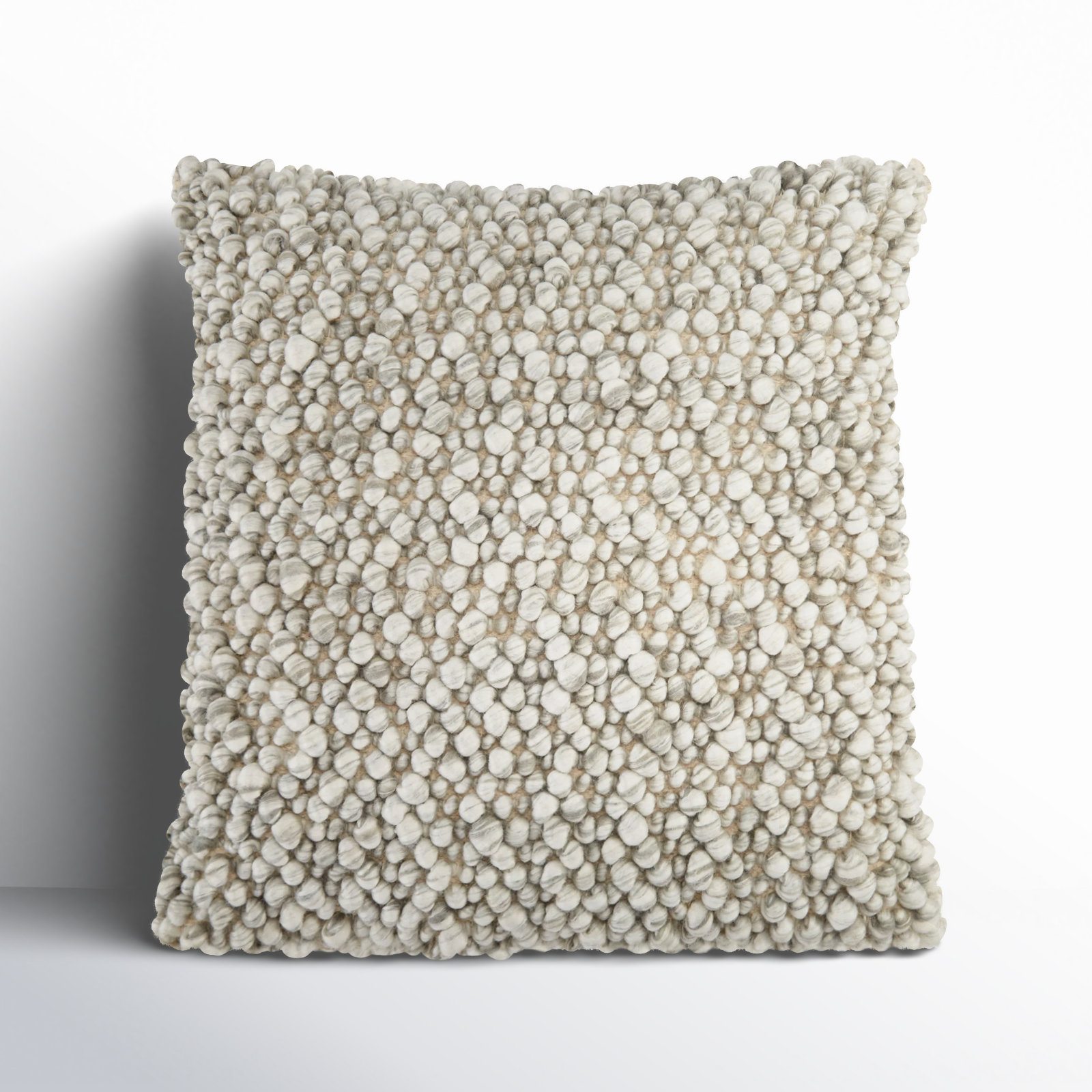 Upson 22" x 22" Wool Pillow Cover, Light Gray, Down