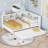 Wooden Full Size Daybed With Twin Size Trundle, Daybed With Storage Shelf And USB Charging Ports,White-734895282