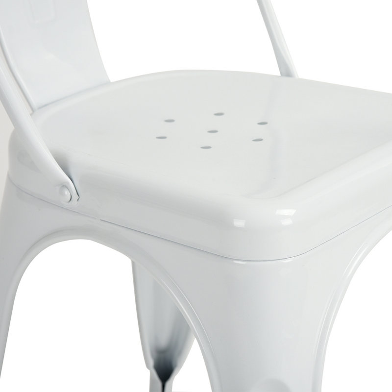 Holk 42cm H Metal Slat Back Stacking Side Chair, White