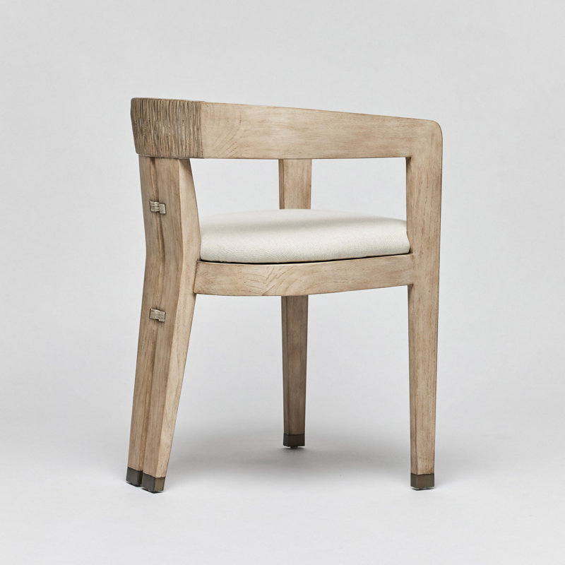 Maryl III Upholstered Arm Chair, Washed White, Cream Weave