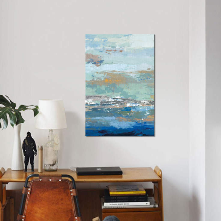 «Tall Wave», reproduction sur toile, H 12 po x l 8 po x P 0,75 po, Papier d'art encadré noir, Pas de tapis