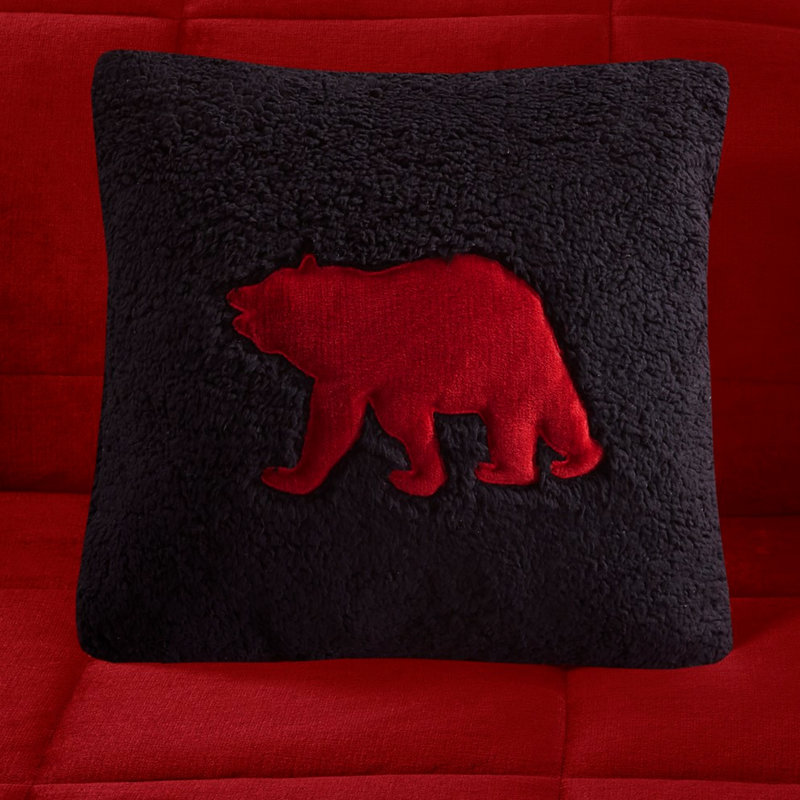 Édredon très grand rouge et noir - To, édredon l 102 po x L 86 po, matelassage carré de 12 po avec revers