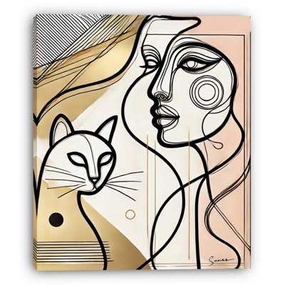 «Golden Martini», art mural sur toile tendue - Femme élégante avec cocktail