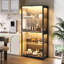  Vitrine avec portes en verre, vitrine à 4 niveaux, vitrine avec 3 lumières colorées pour objets de collection, armoires de rangement avec capteur de corps humain-484411849