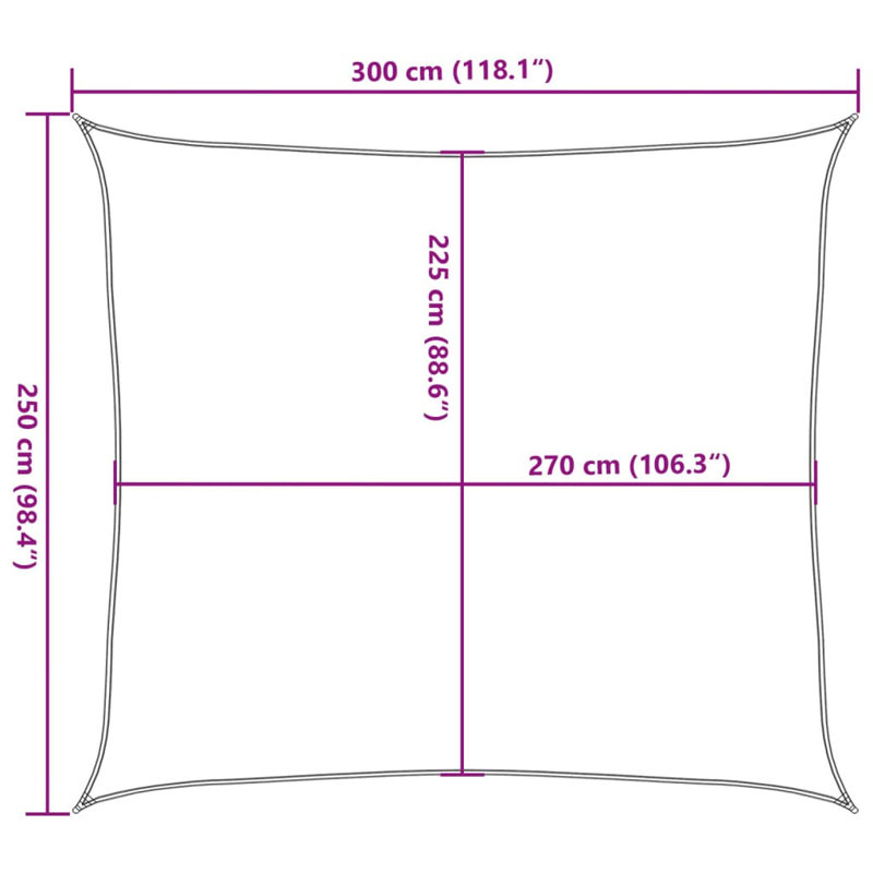2.5m x 3m Rectangle Shade Sail