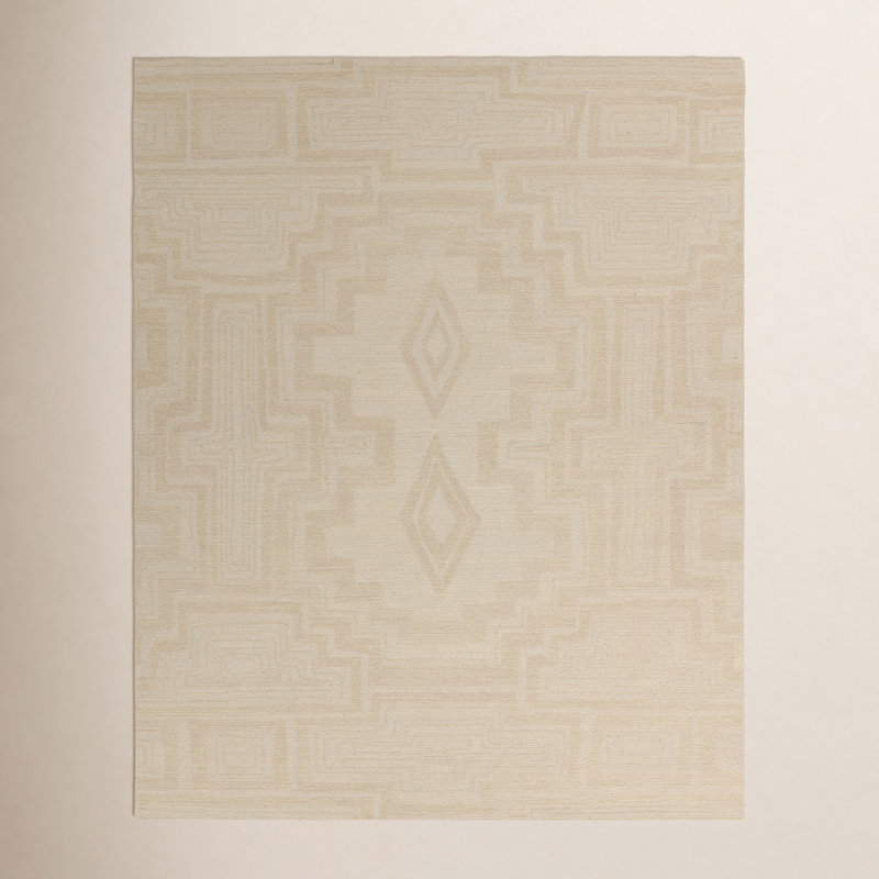 Tapis gris clair / crème fait à la main Murphie, Rectangle 9 pi x 12 pi
