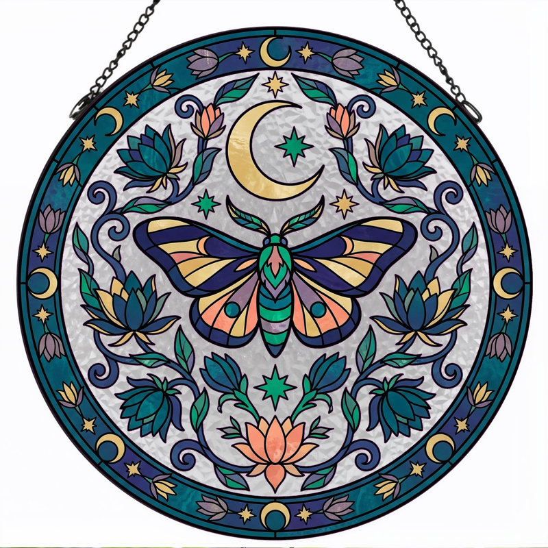 Vitrail Moth Moon - 7,8H, H 7,8 po