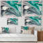 Turquoise et mauve liquide, reproduction d'art sur toile-918361287-918361288