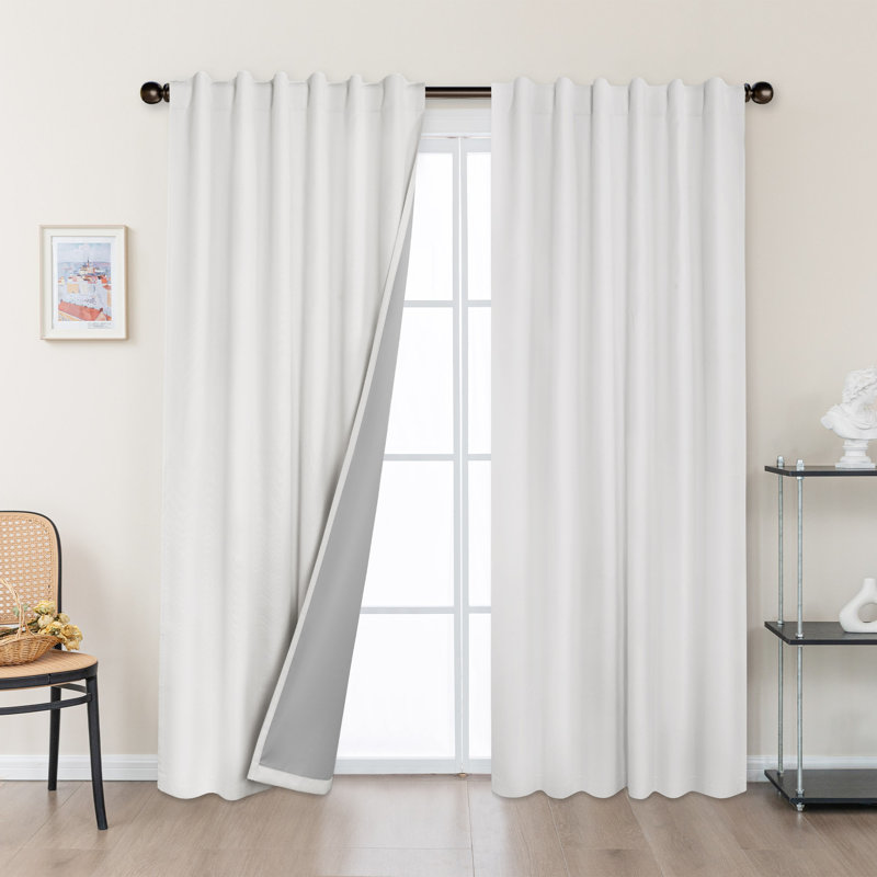 Paire de rideaux 100% lin occultant, L 52 po x L 84 po, Blanc cassé