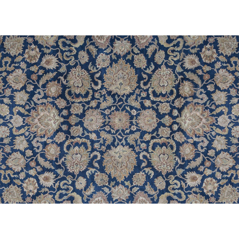Hand-Knotted High-Quality Blue and Gold Area Rug