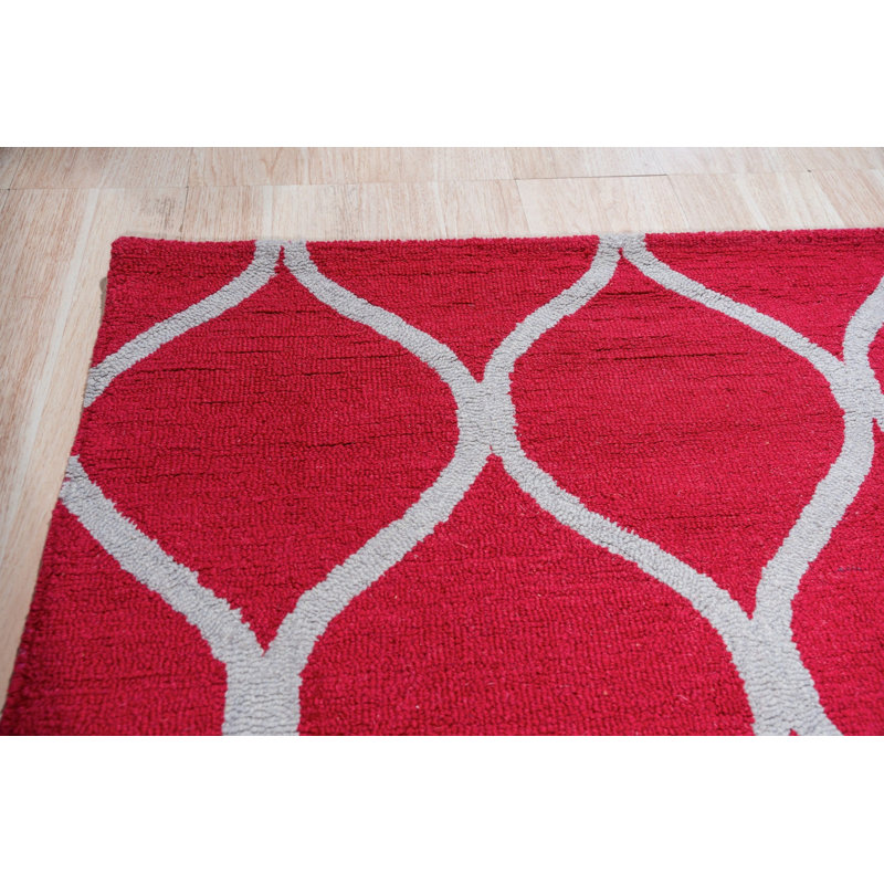 Hand Tufted Wool Area Rug in Pink