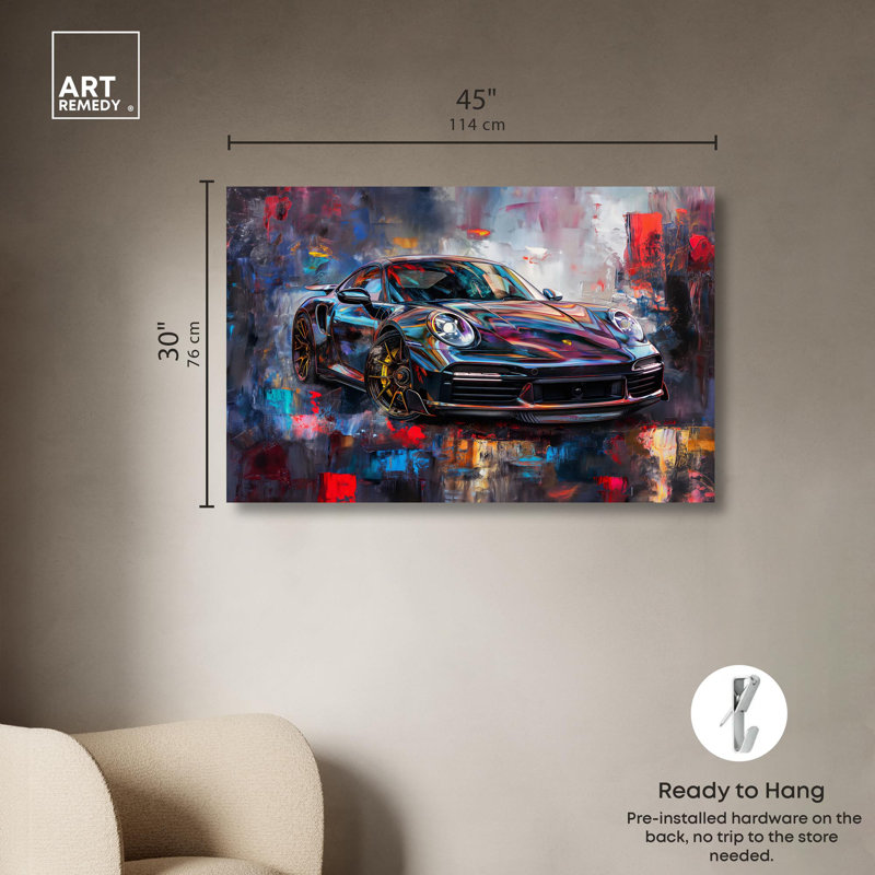 Peinture sur toile Turbocharged de la collection «I» par Art Remedy, H 30 po x l 45 po x P 1,5 po, Toile tendue