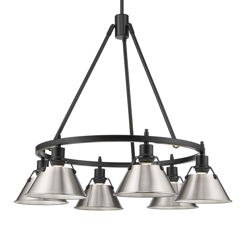 Felda 6 - Light Steel Dimmable Cone Chandelier, Pewter, Matte Black